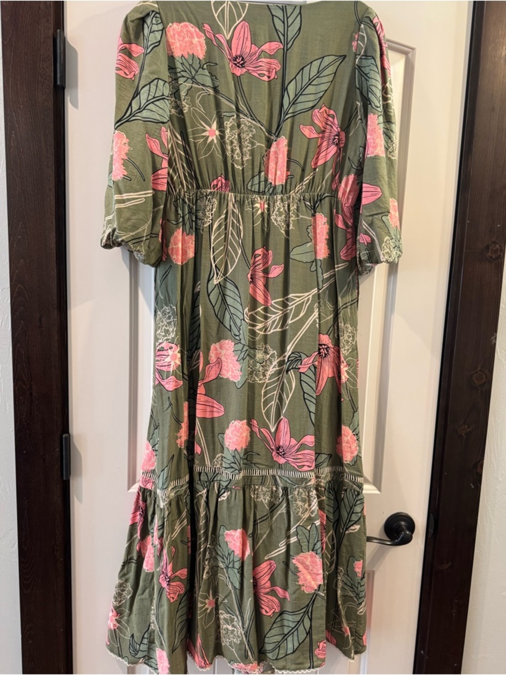 Baltic Born Lonna Dress — Olive with Pink Floral L - Picture 3 of 6